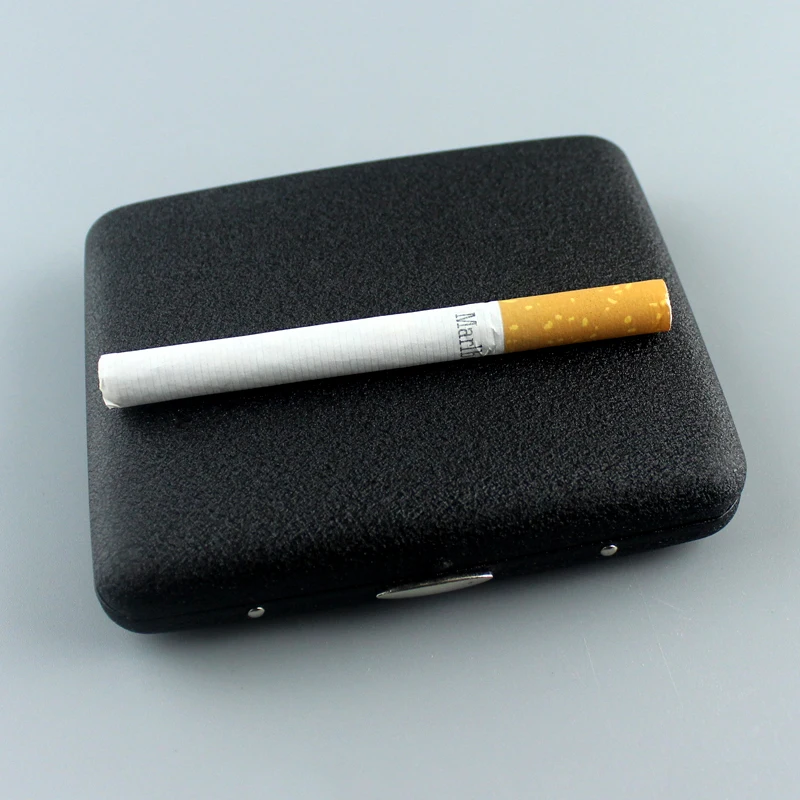 20 Sticks Black Matte Frosted Stainless Steel Metal Cigarette Case For Man Pocket Smoking Box With Gift Box Smoking Accessories