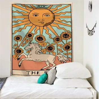 

Tapestry Wall Hanging Polyester Indian Tarot Pattern Blanket Home Decoration Yoga Multifunction Mat 95x73cm
