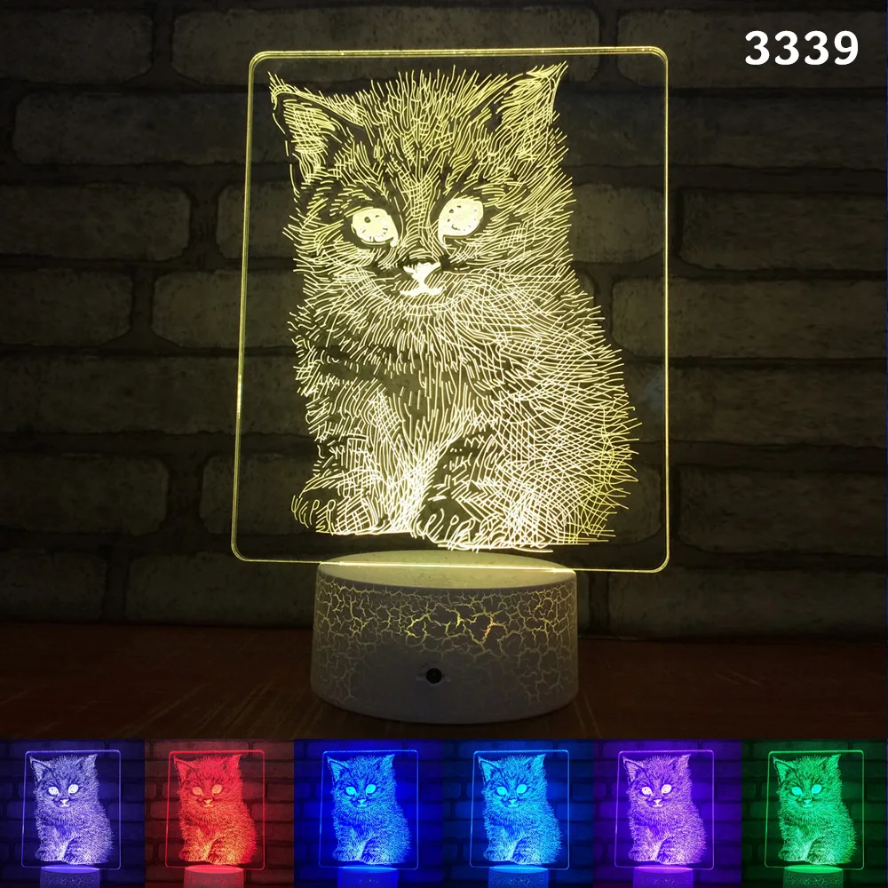

Cat 3D Night Light Animal Mood Lamp LED 7 Colors USB 3D Illusion Table Lamp For Home Decorative Bluetooth speakers Lamp Kid Gift
