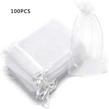

100 pcs/lot Organza Gift Bag Mesh Yarn Beam Mouth Gift Candy Bag Christmas Wedding Party Decoration Gift Bag Dropshipping