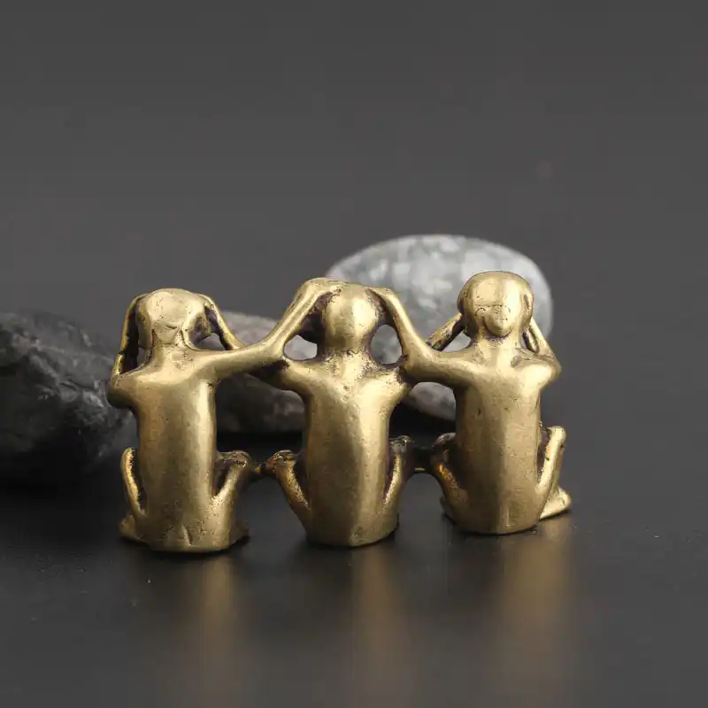 Handmade Craft Solid Copper Three Monkey Don/'t Listen /& See /& Say Collection