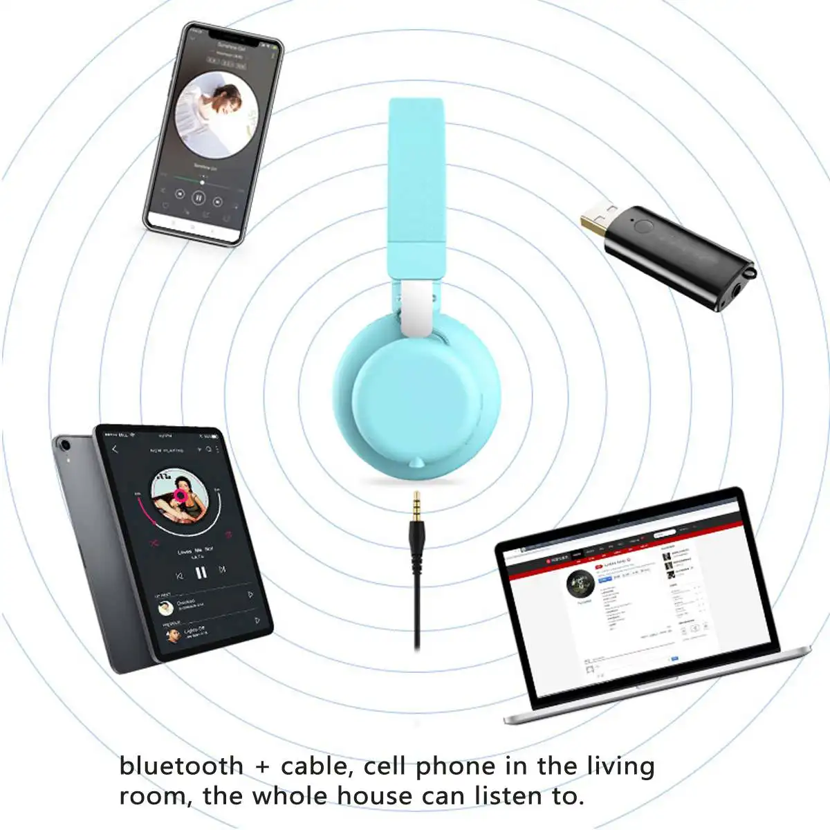 Регулируемый растягивающийся bluetooth 5,0 беспроводная гарнитура мега бас наушники шумоподавление компактные наушники с микрофоном