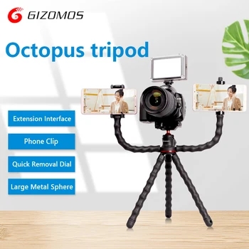 

GIZOMOS GM7 Octopus Tripod Travel Flexible Mobile Phone Stand Tripod Mini Desktop Selfie Tripod for Camera Gopro Smartphone SLR