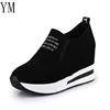 New Flock High Heels Lady Casual black Red Women Sneakers Leisure Platform Shoes Slip-On Breathable Height Increasing Shoes ► Photo 3/6