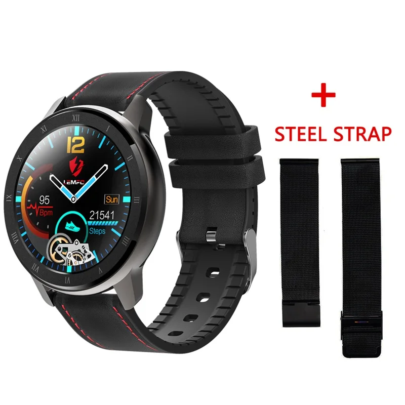 Torntisc ELF2 360*360 Full Touch HD LTPS экран Смарт-часы для мужчин PPG ЭКГ стальной чехол ТПУ ремешок умные часы для Android IOS Телефон - Цвет: black add black