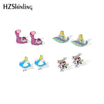 

2019 New Pink Cat Acrylic Earring Funny Rabbit Stud Earring Fairy Tale Epoxy Resin Earrings Gifts