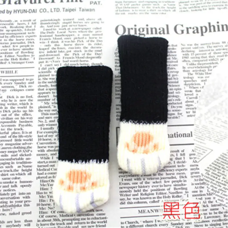 4pcs Chair foot cover Knitted Cat Paws Protective Desk Leg Socks Furniture Feet Sleeve Dining Table Floor Non-Slip Protector - Цвет: 4