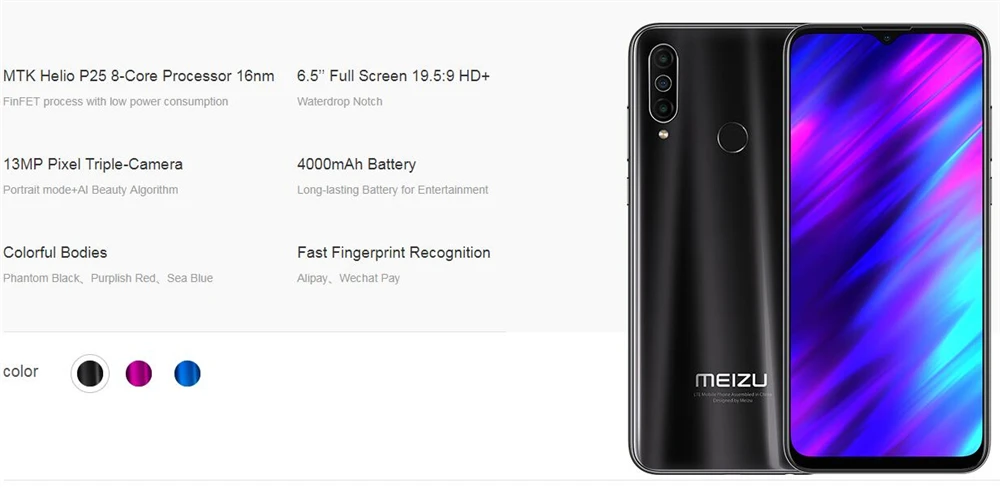 Глобальная версия Meizu M10 2/3 Гб оперативной памяти, 32 Гб встроенной памяти, Процессор MTK P25 Octa Core тройной Камера 13.0MP Android телефон 4000 мА/ч, большая Батарея сотовый телефон