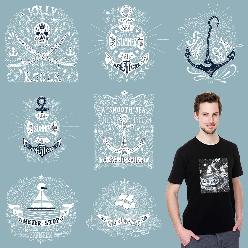 White design patterns Heat-sensitive patches Heat Transfer printing Patches for clothing Stickers on Clothes DIY Appliques | Дом и сад