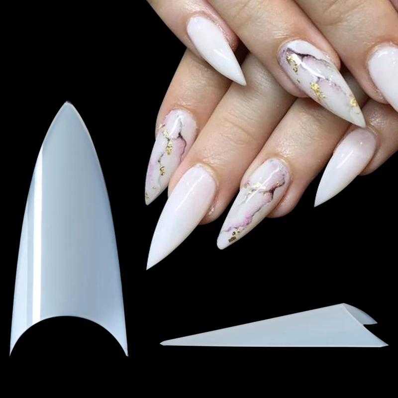 White Pointed Acrylic Nails