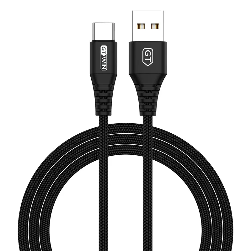 GTWIN 3A type C USB кабель быстрое зарядное устройство для samsung S10 S9 S8 мобильный телефон зарядный провод для Xiaomi mi9 Redmi note 7 Android - Цвет: Черный