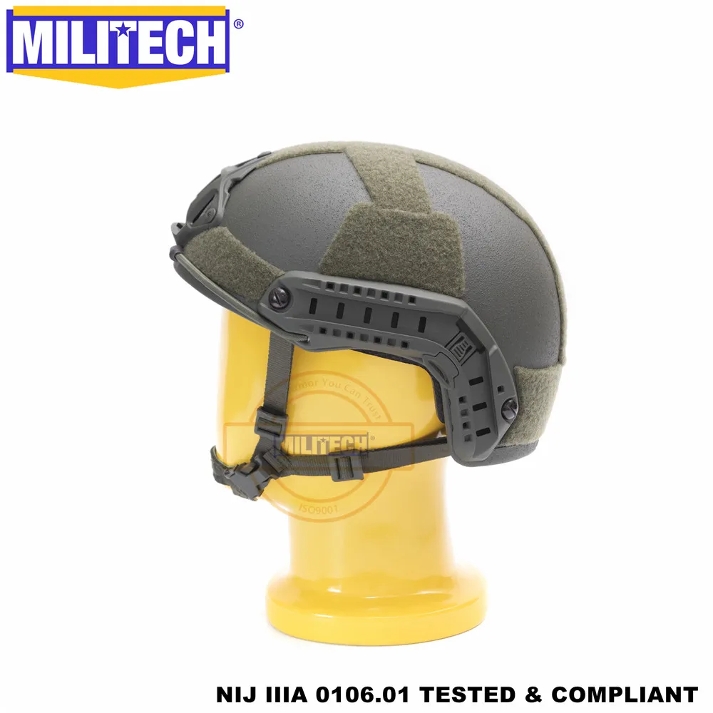 MILITECH баллистический шлем БЫСТРЫЙ OD люкс червячный циферблат NIJ уровень IIIA 3A High Cut Twaron пуленепробиваемый шлем с 5 лет гарантии