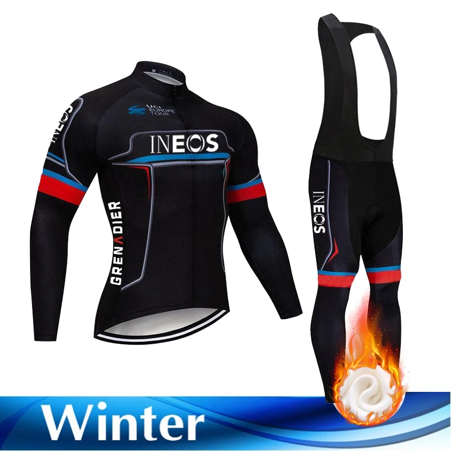 New Winter 2022 INEOS Team Cycling Clothing Bike Wear Pants Set Ropa Ciclismo Mens Thermal Fleece Long Bicycling Jersey | Спорт и