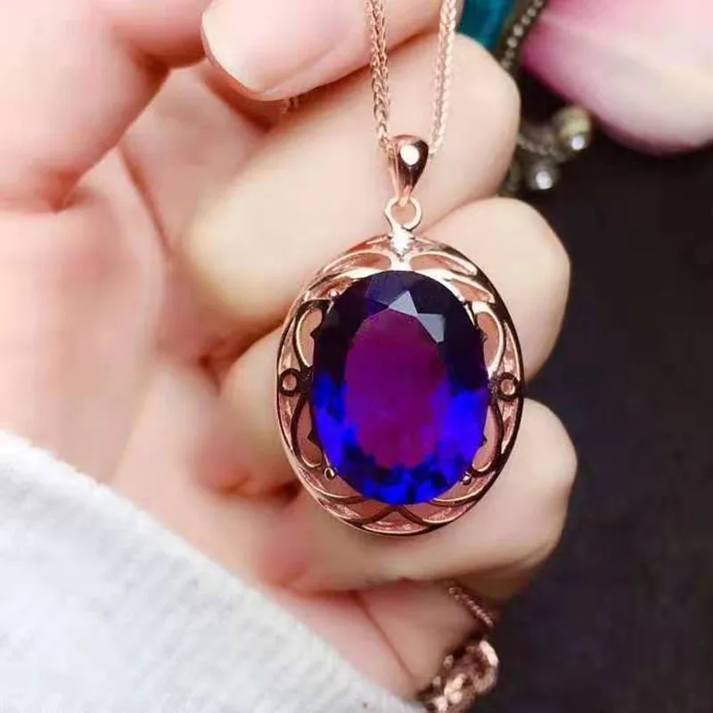 Натуральный фиолетовый кристалл S925 кулон ожерелье модный тренд для женщин