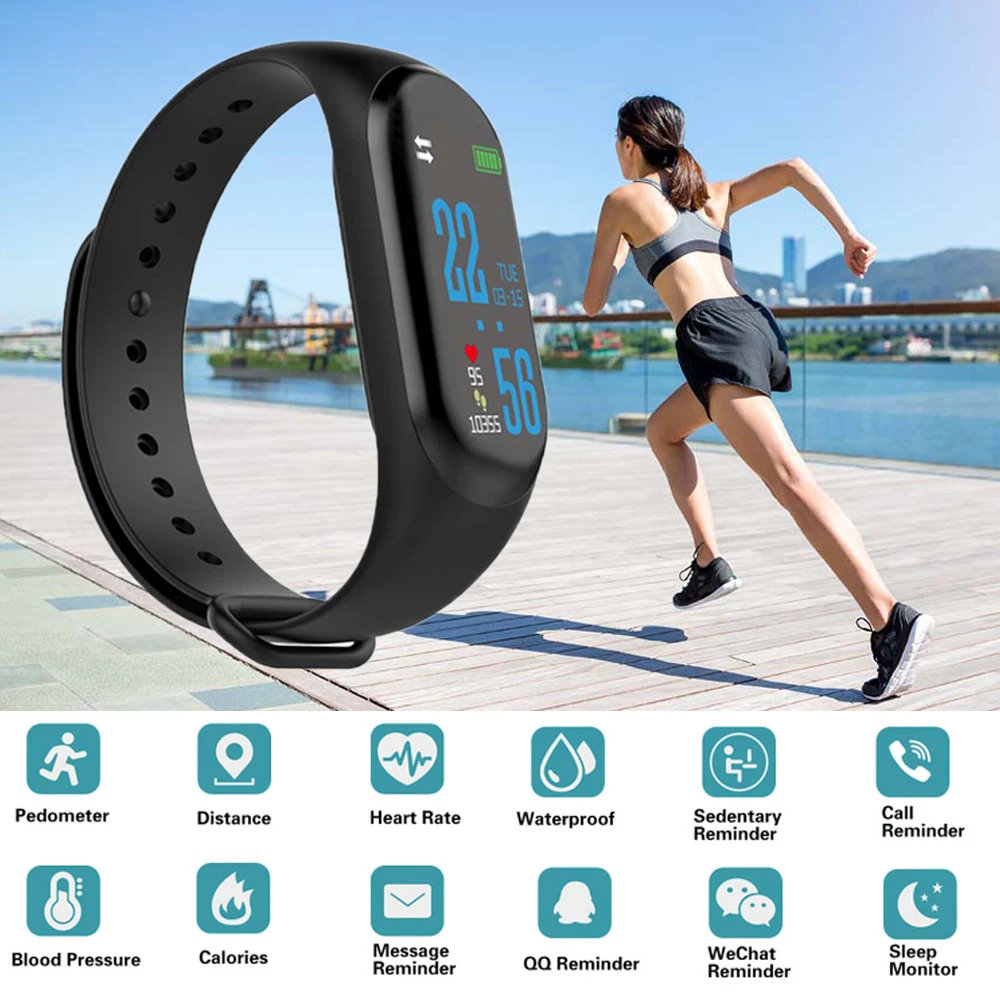 Rovtop M3 Pro Смарт часы с пульсометром фитнес браслет цветной экран для измерения