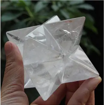 

Rainbow Rock Natural QUARTZ CRYSTAL Large Merkaba Star Carved Healing