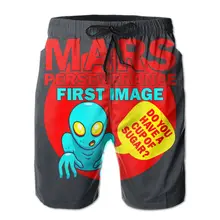 Aliexpress - Beach Breathable Quick Dry Sarcastic  Universe, Planet Loose Mars First Image Alien Do You Have A Cup Of Sugar Male Shorts