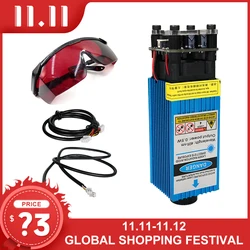 Laser Module 500mW 405nm Adjust Focus Blue Laser Engraving And Cutting  TTL PWM control  0.5W Laser Head 12V 5A Free Shipping