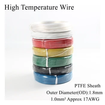 

17AWG 1 Square High Temperature Wire PTFE Insulation Cable Resistant Electricity Tinned Tin Silver Plated Copper Wires 1mm2 1mm