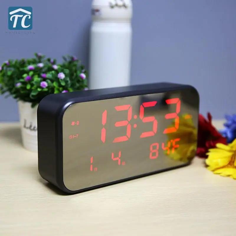 

Smart Alarm Clock Thermometer Multi-function Music Desk Clock Led Date Display Dimmable Digital Alarm Clocks Night Light