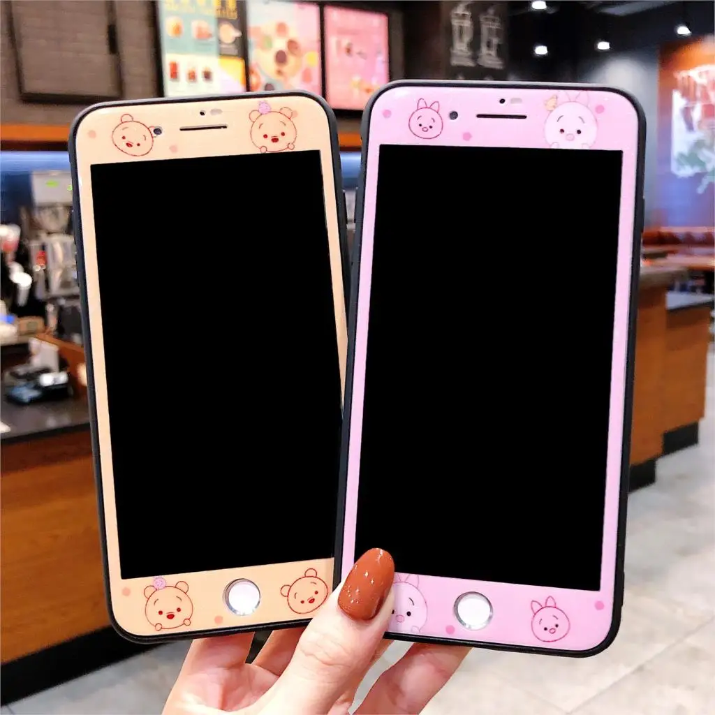 

Cartoon Pattern 3D Soft Edge Protective Glass for iPhone 7 Screen Protector For iPhone 6 6s 7 8 Plus