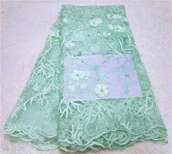 

african 3d lace fabric african lace fabric 2019 high quality lace green color with beads french lace fabric