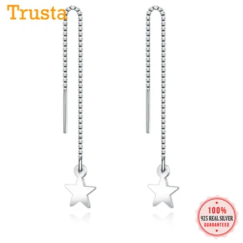

Trustdavis 925 Sterling Silver Temperament Star Round Fish Moon Long Ear Line Stud Earrings For Women Silver 925 Jewelry YQ079