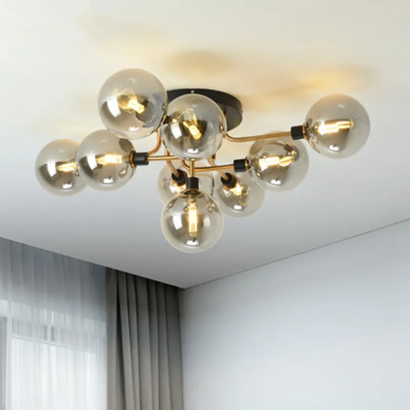 

LED Ceiling Lamp Modern Glass Ball Ceiling Light for Living Room Kitchen Bedroom Home Lighting Lustre Black Chrome Copper