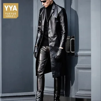 

2020 New Designer Luxury Cowskin Windbreaker Men Slim Long Genuine Leather Jackets Autumn Business Casual Real Cow Leather Coats