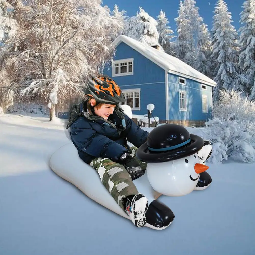 Fun Inflatable Snow Sled Abrasion Resistance Lovely Snow Sled Snowman Shape Inflatable for Children Tube