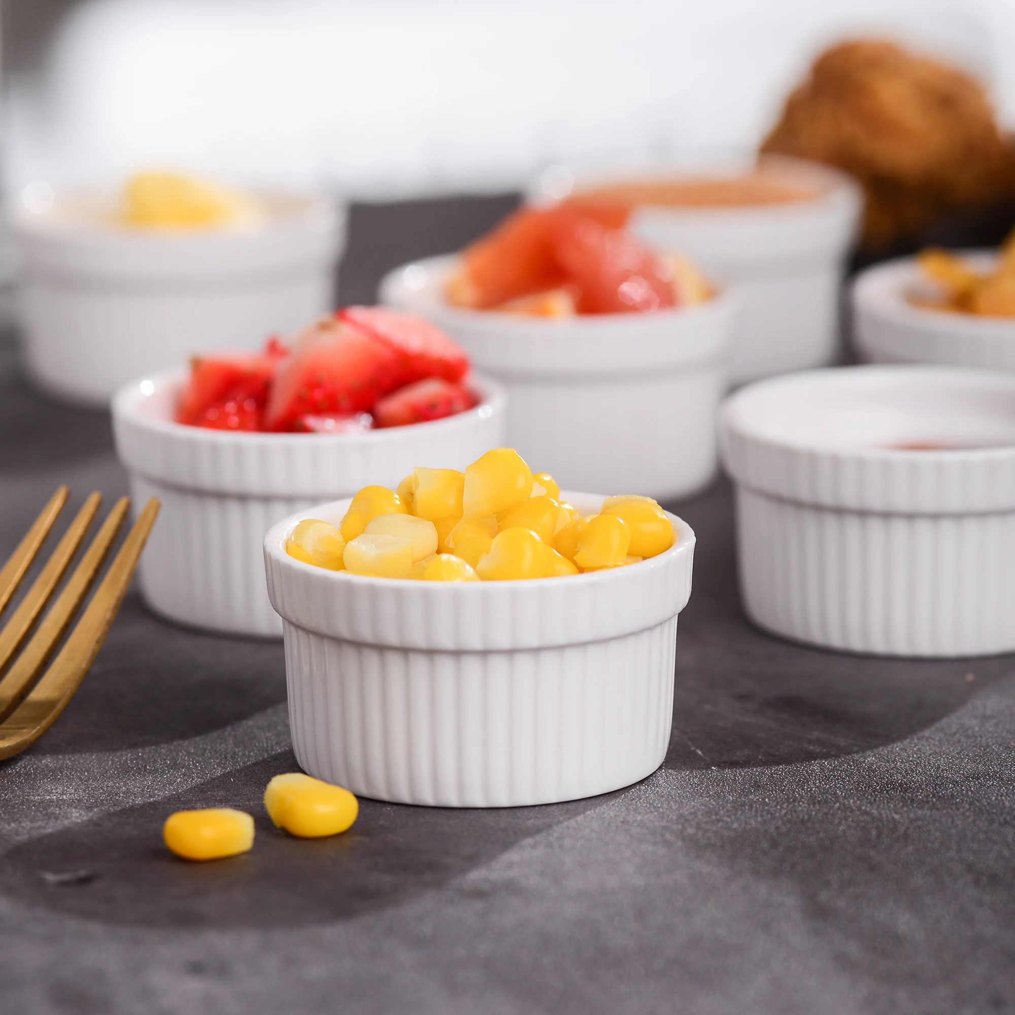 Malacasa Ramekin Series Set Di 24 2.4 "Porcellana Bianca Ramekins Souffle Cup Ciotole Da Forno Creme Brulee Budino Tazze Da Crema