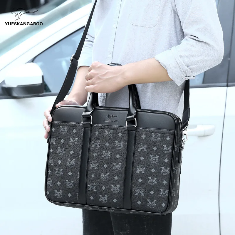 

YUESKANGAROO New Luxury Men's Briefcase Satchel Bags PVC Pattern Business Laptop Handbag Large Capacity Male Travel Shoulder Bag