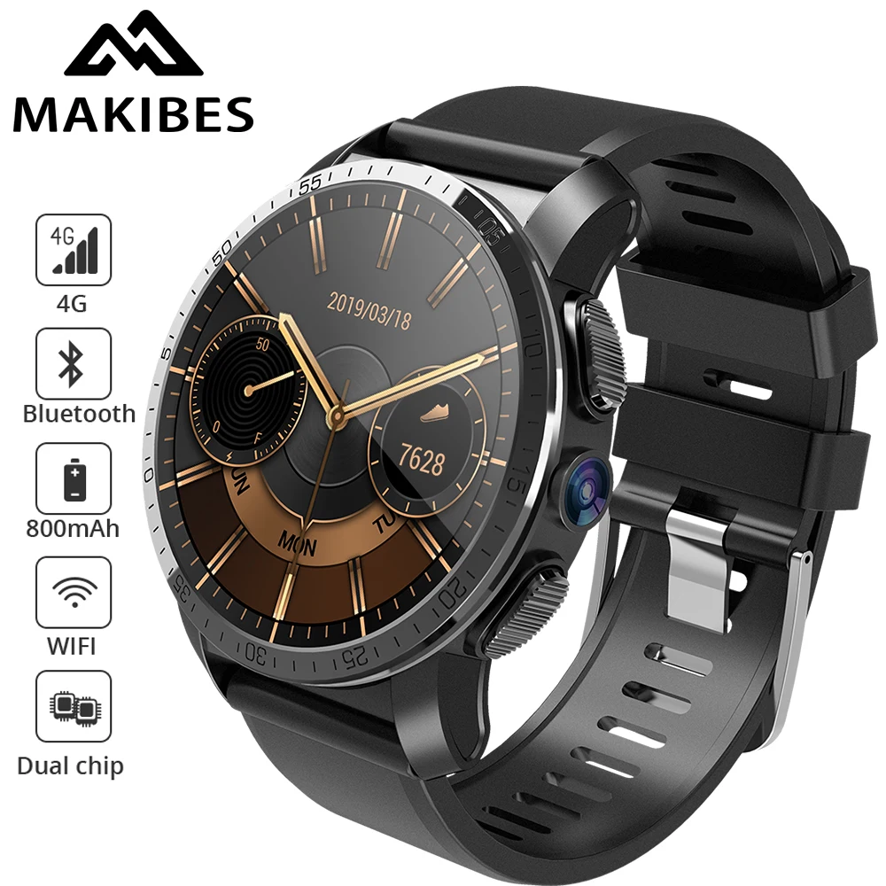  Makibes M3 4G MT6739+NRF52840 Dual chip Waterproof Smart Watch Phone Android 7.1 8MP Camera GPS 800 - 32985341604