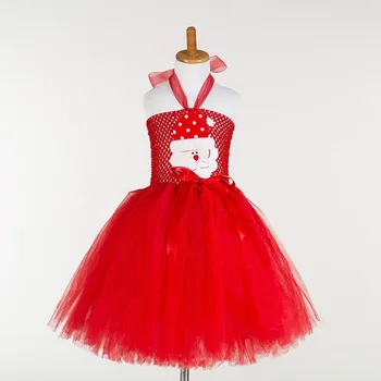 

Girls Mesh Rainbow Tutu Dress Christmas Party Santa Claus Princess Floral Dresses Children Embroidery Ball Gown Costumes