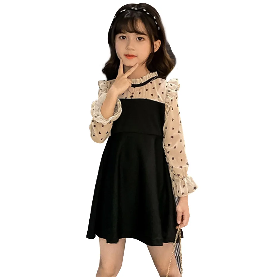 Dress For Girls Patchwork Dress Girls Full Length Party Dress Kids Hear Pattern Costume