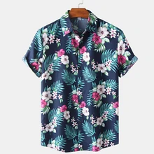 Floral Shirts Men 2021 New Summer Casual Mens Aloha Shirt Beach Holiday Hawaiian Camisas Flower Print Breathable Chemise Homme