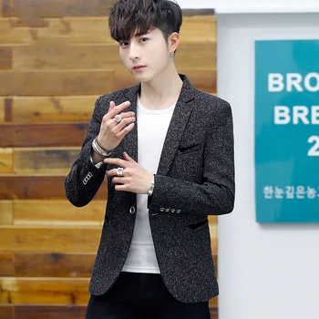 

Men Casual Coat Blazer Suit Slim Fit Jacket Formal Men Grey Blazer Vintage Casual Classic Traje Lentejuelas Men Blaser JJ60XX