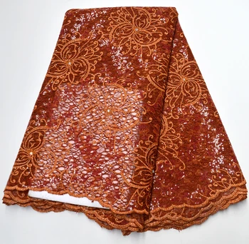 

High Quality French Lace Fabrics Sequins Embroidered African Net Laces Mesh Nigerian Laces Fabric For Party dress