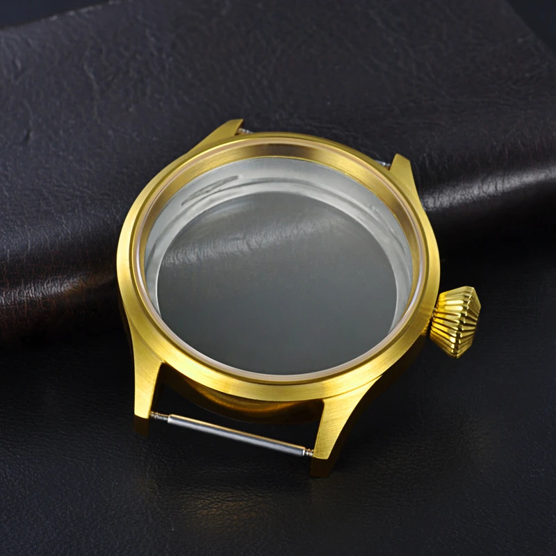 43mm Corgeut Sapphire Crystal 316L Golden Case Fit With Hand Winding 6497/6498 Movement