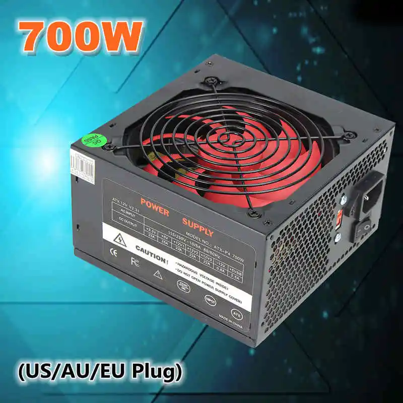 PSU PFC 700 Вт бесшумный вентилятор блок питания ATX 24-контактный 12 см компьютер Питание 80