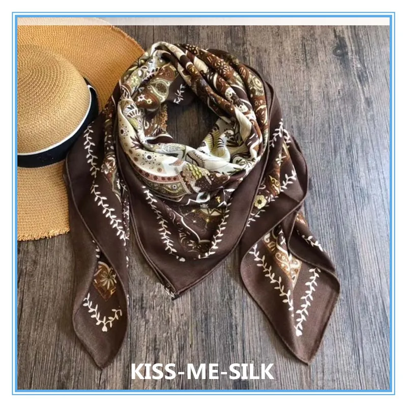 

KMS Persian Style Exotic Style Silk Cashmere Square Scarf shawl Sunscreen Shawl Scarf for Girl Lady Woman 135*135CM/170G