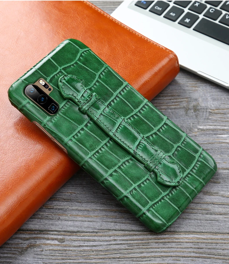 BuzzLee чехол для huawei P30 pro P30, Роскошный чехол из натуральной кожи с бамбуковым узором, Твердый чехол для телефона с ремешком на руку
