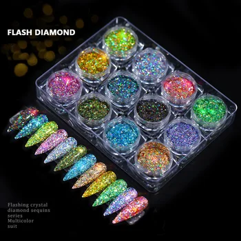 

12pc/lot Fashion Shining Light Onion Powder Beautiful Nail Glitter Irregular Sequins Flakes Photochromic UV Light Decor Manicure