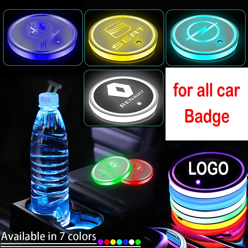 1pcs Luminous Car Led Light Badge Cup Mat For JEEP Wrangler CJ YJ TJ JK Cherokee Patriot renegade compass grand | Автомобили и