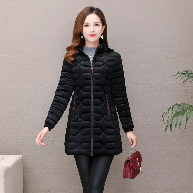 

Gold Velvet Cotton-padded Clothes Women's Mid-length 2019 Winter New Style Korean-style Middle-aged Cotton-padded Jacket Coat Th