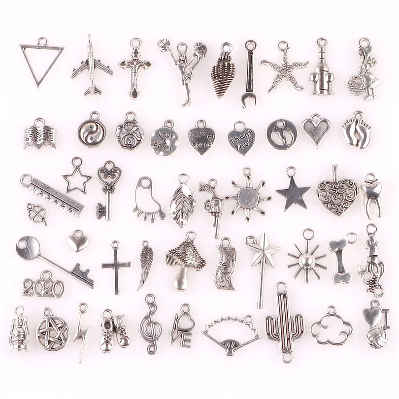 50PCS Alloy Mixed Mini Charms Antique Silver 2020 Life Tool Pendant Jewelry Making Findings 23553 | Украшения и аксессуары
