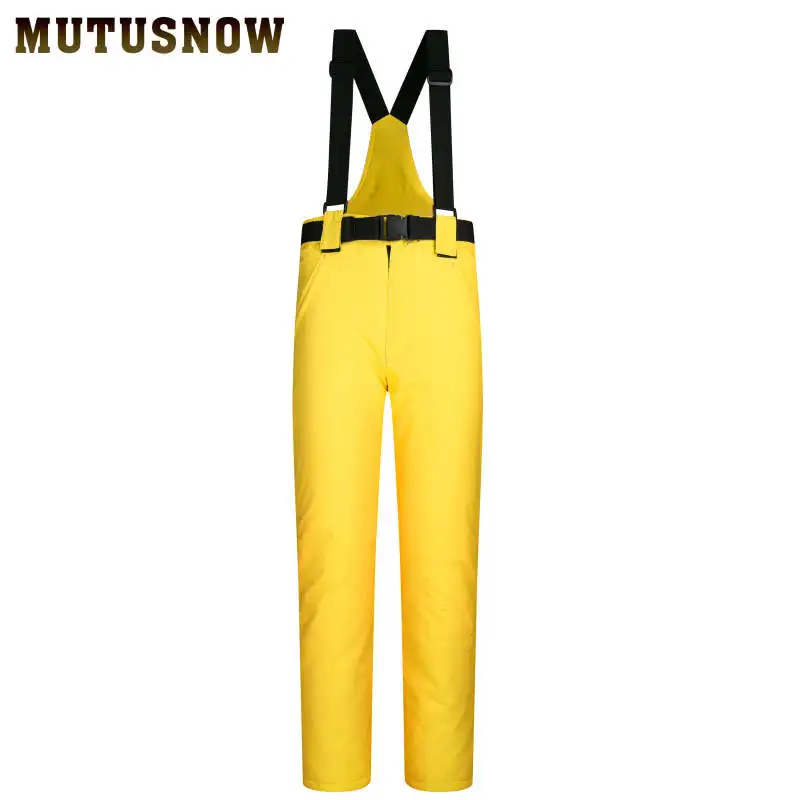 Комплект из водонепроницаемой лыжной куртки и штанов для спорта на открытом воздухе, женские спортивные штаны для сноуборда, лыжный комбинезон, теплая зимняя одежда, комбинезоны - Цвет: Yellow