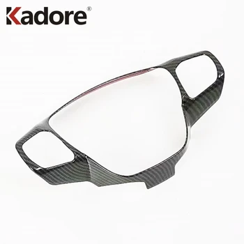 

For Ford Kuga Escape 2020 2021 Carbon Fiber Car Steering Wheel Button Frame Trim Cover Car-Styling Decoration Stickers