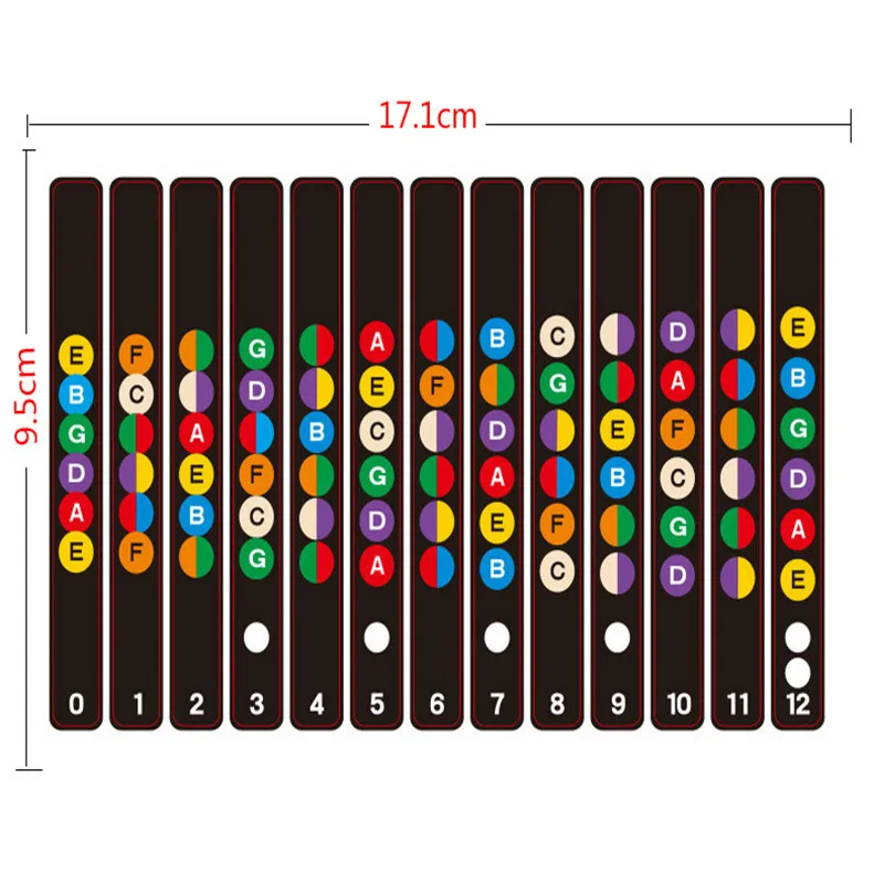 Гитара Гриф Примечания карта этикетки стикер гриф Лада наклейки для 6 струн акустическая электрогитара - Цвет: Black