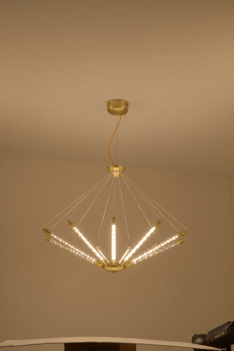 

Nordic Wrought Iron Chandelier Postmodern Electroplating Gold Bronze Geometric Line Pendant Lamp Bedroom Dining Room Suspension